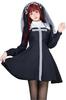 SUNNYSTEP Sister Cosplay Cross Lace Gothic Costume, Long Sleeve Gothic Lolita Dress, Nun, Virgin Mary, Black, White, Mini Dress, Cute (Black, XL)