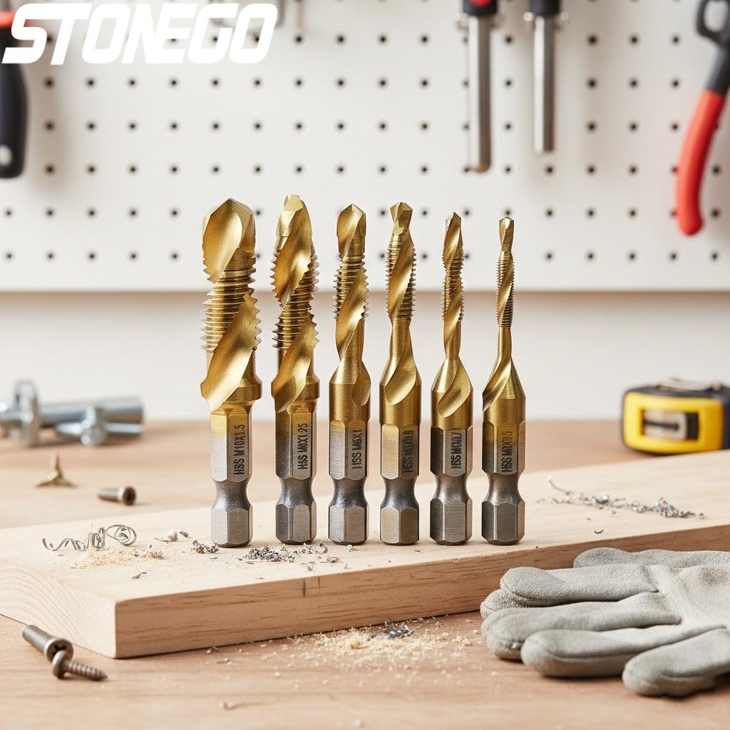 HSS4341 Tap Bit M3 M4 M5 M6 M8 M10 Spiral Flute Tap Drill Bit for Wood Plastic Aluminum Alloy Hand Tools Taps and Dies Set