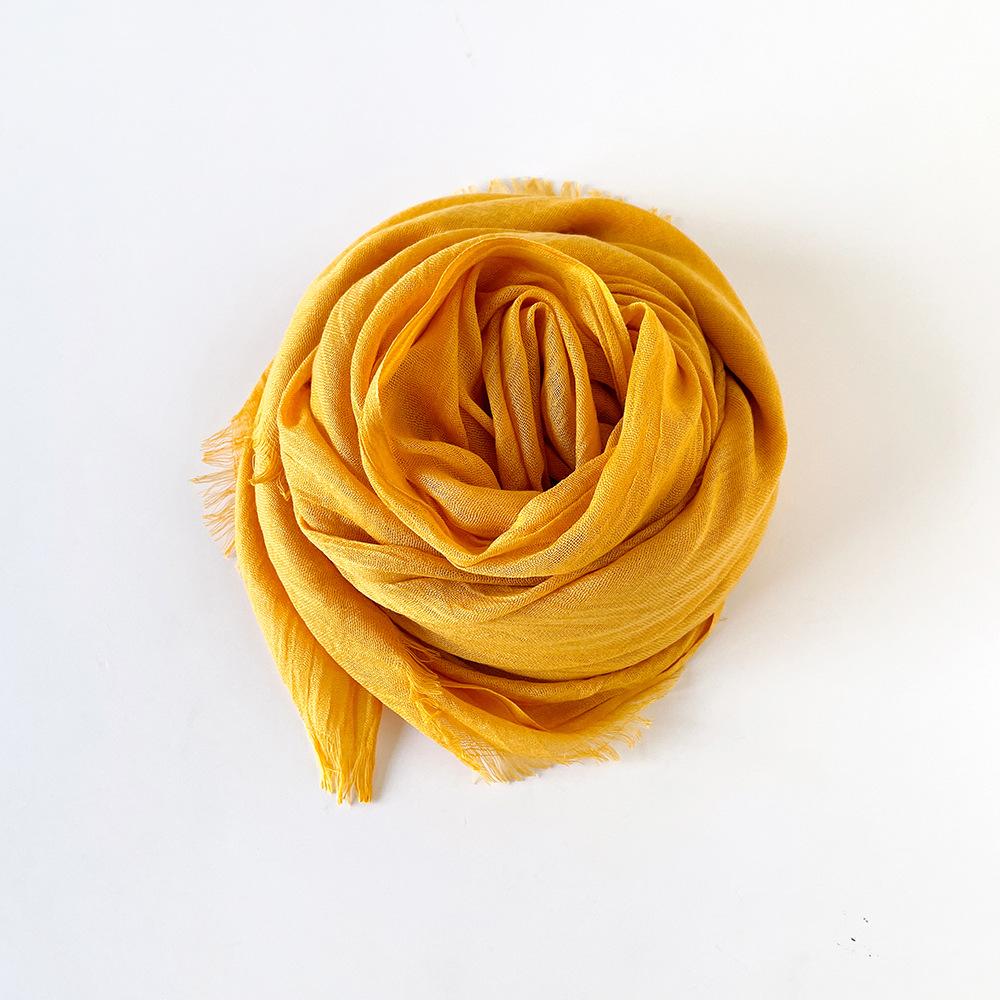 Solid Color Scarf Cotton and Linen Shawl Yarn Women's Summer Sunscreen Headscarf Retro Yarn Lengthened