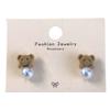 Autumn Winter Earrings Coffee Colored Flocking Bear Earrings Sweet Cartoon Style Ear Studs Suitable for Trendy Women
