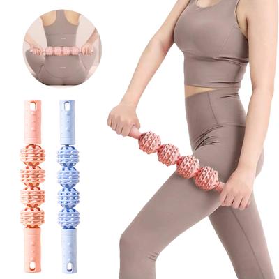 4 Ball Massage Stick Roller Calf Muscle Cervical Neck Shoulder Back Relaxer Yoga Wolf Teeth Muscles Relaxation Fitness