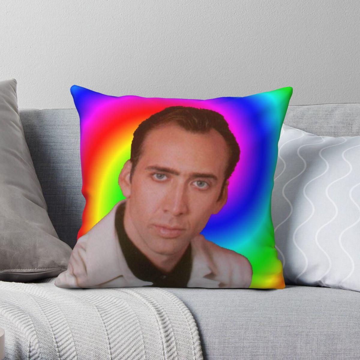 Green Harvest Unisex Nicolas Cage Mind Pillowcase Polyester Linen Velvet Printed Zip Decor Sofa Cushion Case 45X45