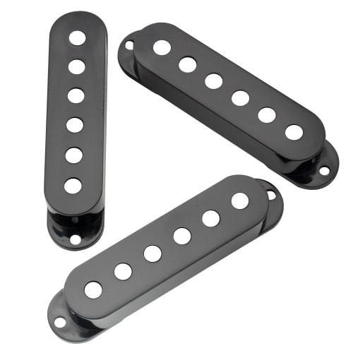 Musiclily Pro Strat Pickup Cover Set for ST Single PU Electric Guitar, Black (Set of 3)