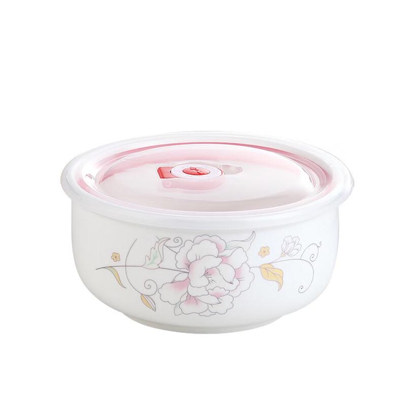 ZISIZ Zestaw Ceramicznych Pojemników na Żywność z Motywem Kwiatowym - 3 sztuki