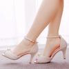 Fashion 2025 Sweet Handmade Pearl Fine Heel Line With Shallow Mouth Banquet Fish Mouth Wedding Shoes Thick Heels High Heels For Women