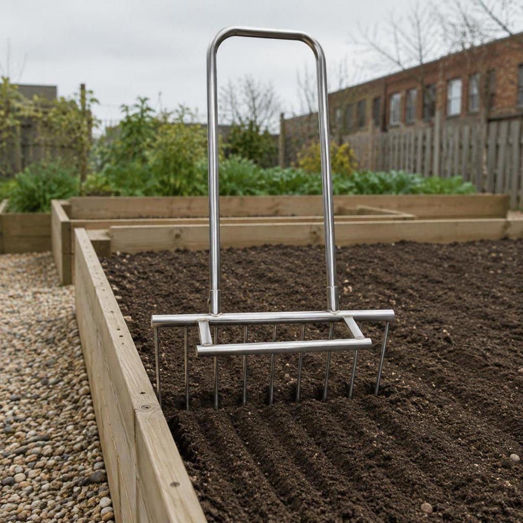 Garlic Digging Fork Heavy Duty Agricultural Implement for Farmers, Gardeners, Field