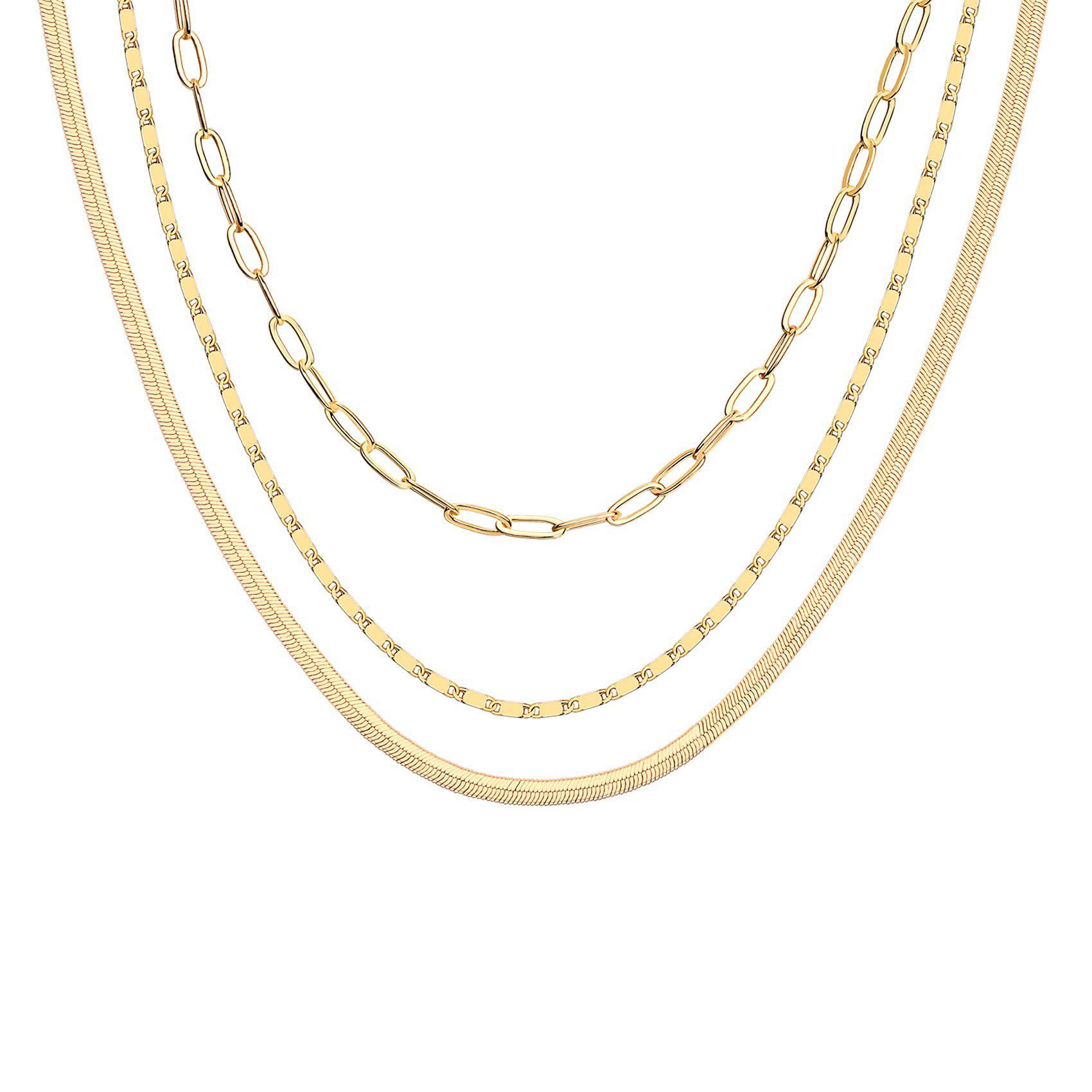 

Универсальное европейское и американское многослойное колье-цепочка «змейка» для женщин золотой