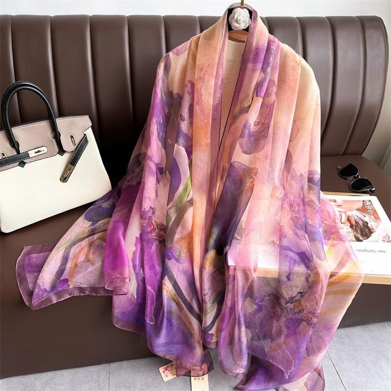New Silk Beach Stoles Women Hijab Scarf Sunscreen Shawl Wraps Ladies Scarves Foulard Beach Stoles Female Bandana Echarpe