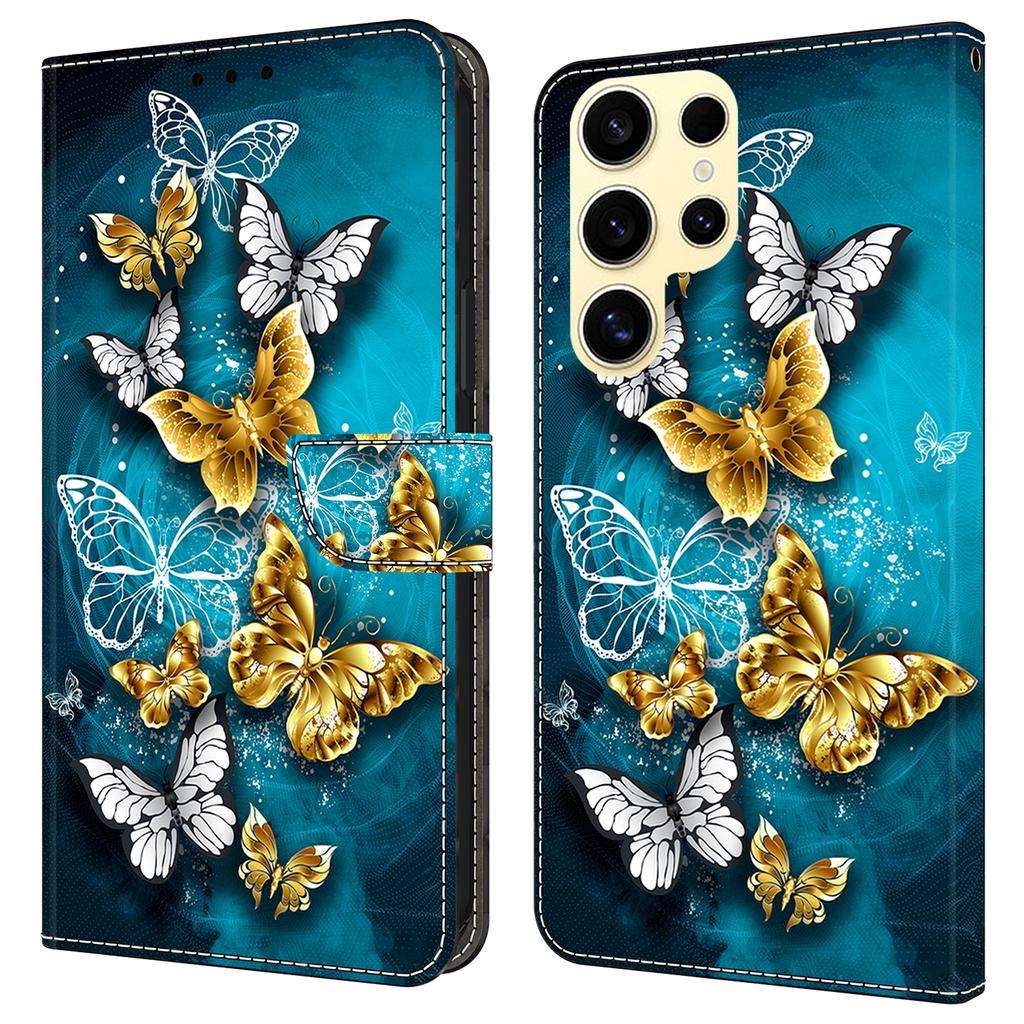 Für Samsung Galaxy S25 Ultra Hülle Brieftasche Ständer Musterdruck PU Leder Klapphülle