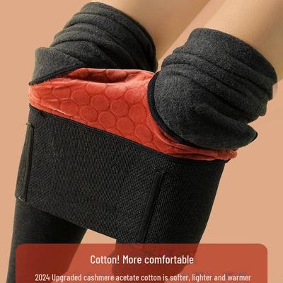 Women's Velvet-Lined Black Leggings - Warm, Thick, Stepping Foot Style for Autumn & Winter 2024.