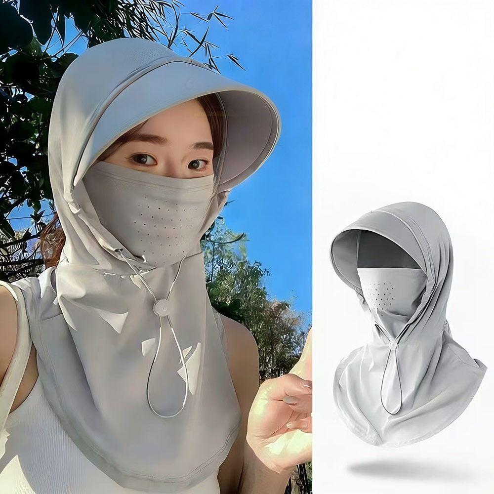 Outdoor Anti-Uv Ice Silk Sun Hat Breathable Quick Drying Sunscreen Hat Wide Brim With Shawl Sun Visor Cap For Women