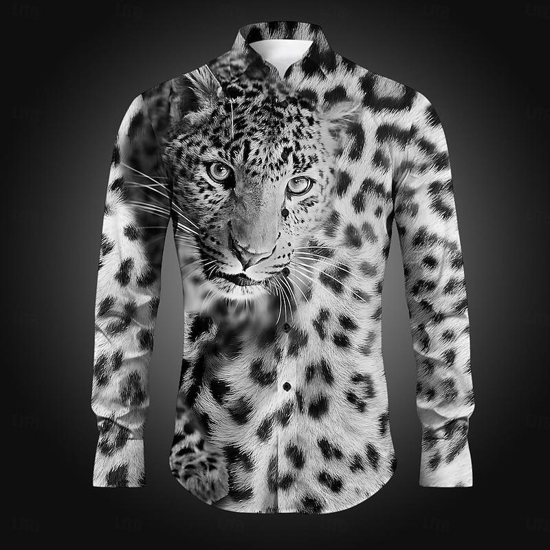 Men's Leopard Print Button Down Shirt Fashion Casual Men's Leopard Print New Design New Soft and Comfortable