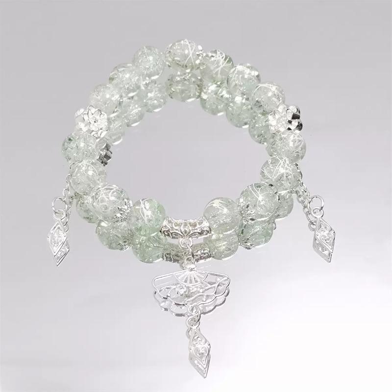 Summer Fresh and Cool Forest-themed Green Crystal Butterfly Ethereal Crystal Bracelet - A Niche Item