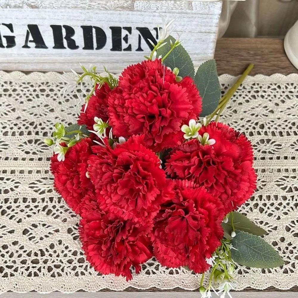 Fashion 7-Heads Fake Carnation Silk Simulated Bouquet-Artificial Flowers Fake Flower Party Decor & Holiday Gifts