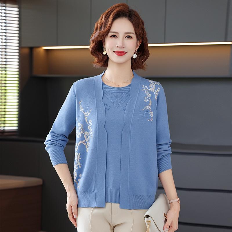 

Stylish 2026 Spring Knit Cardigan Two-Piece Set for Mid-Aged & Elderly Women L (Recommended 80-100 lbs)
