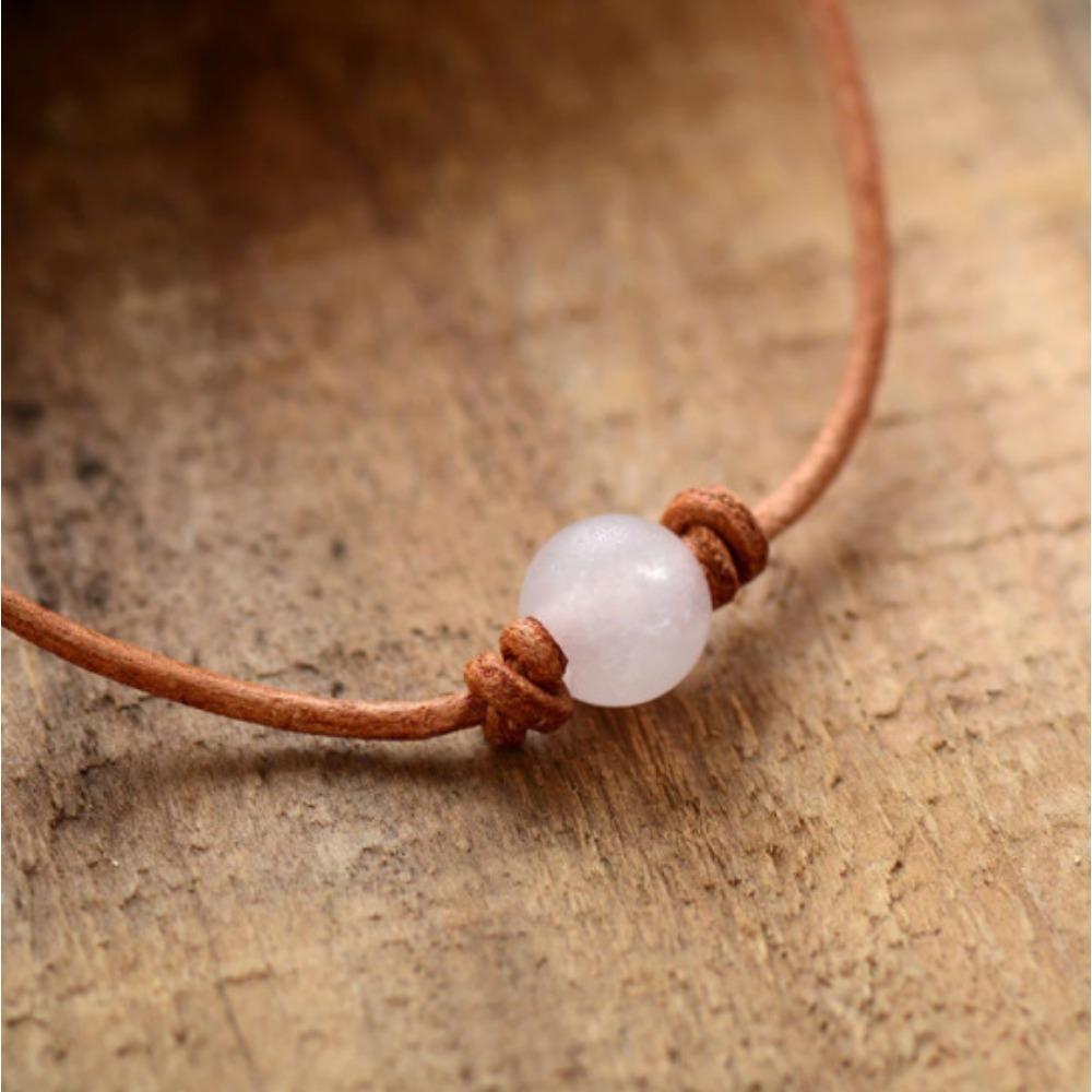 Bohemian Style Turquoise Bead Choker Necklace, Simple Vintage Retro Leather Cord Clavicle Chain