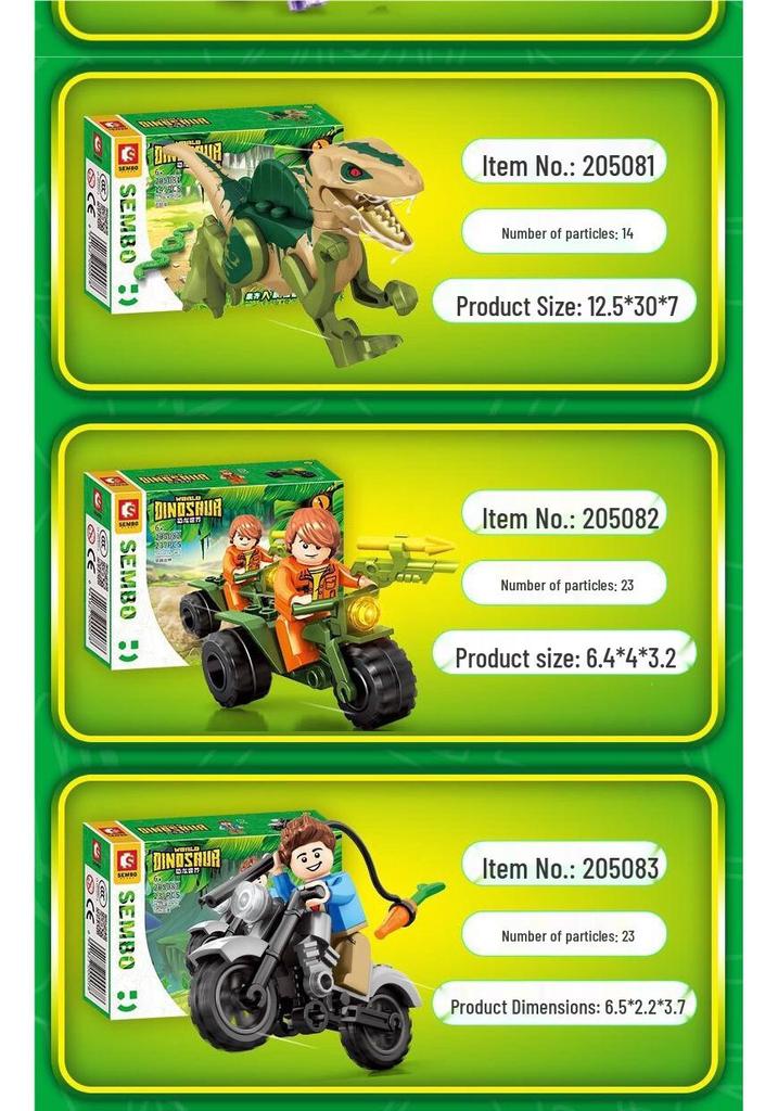 ShengBao Triceratops Valley Chase Dinosaur Building Blocks Educational Toy