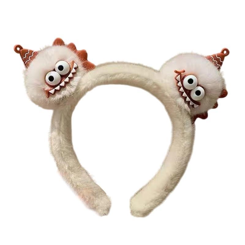 A52E Plush Animal Hairhoop for Adult Teens Theme Party Devil Headwear Women Face Washing Hairband Kids Birthday Props