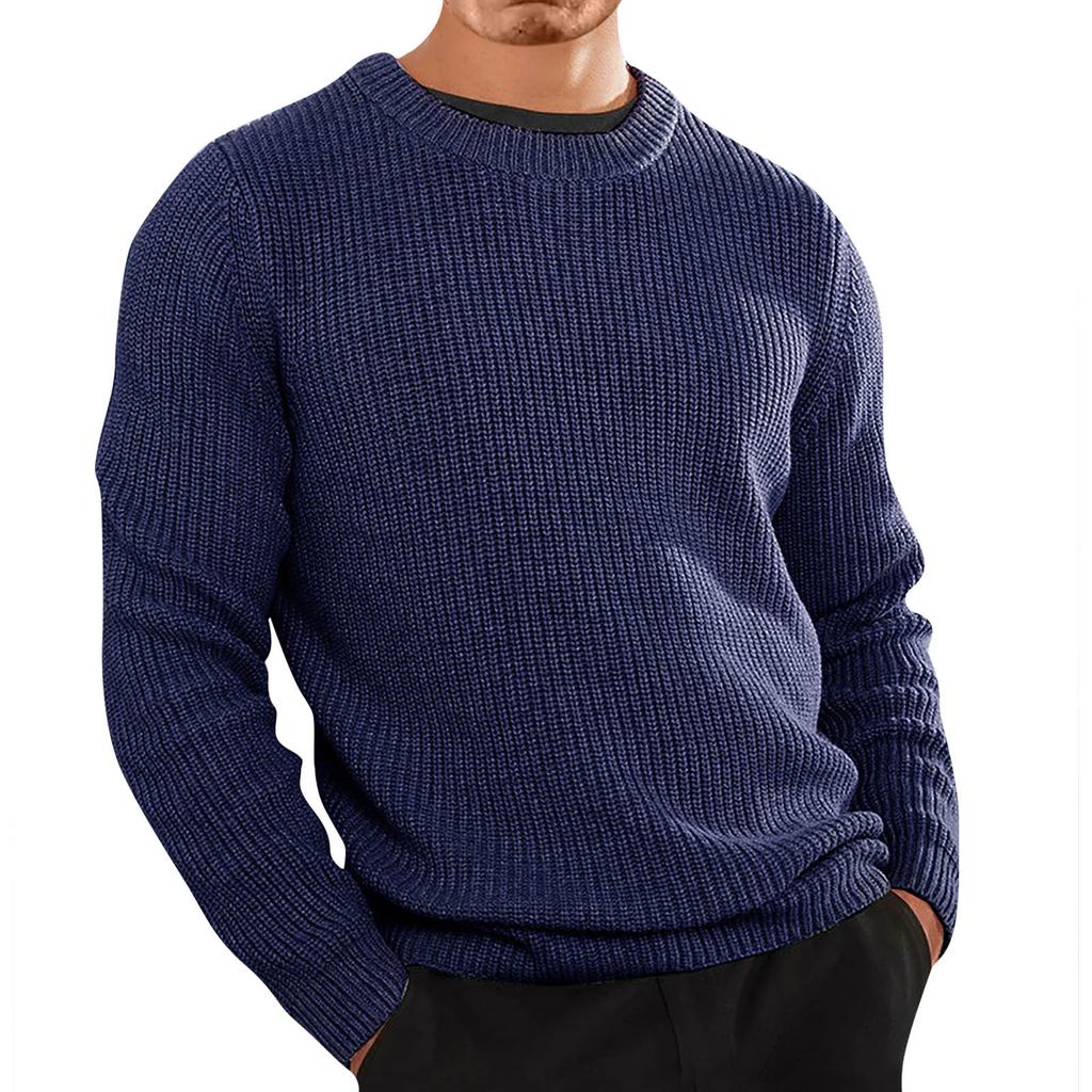 Men's Casual O-neck Loose Cotton Sweater Pullover