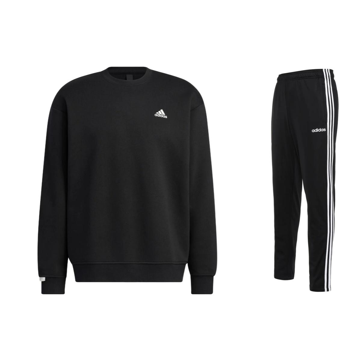 

Adidas Crew Neck Long Sleeve Sweatshirt And Elastic Pants Casual Sports Suit Men sweatshirt, pants Black IB2774+DQ3090_20240901172533 XL