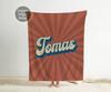 Custom Name Blanket, Personalized Groovy Font Blanket: Vintage Rustic Style, Custom Name Gift