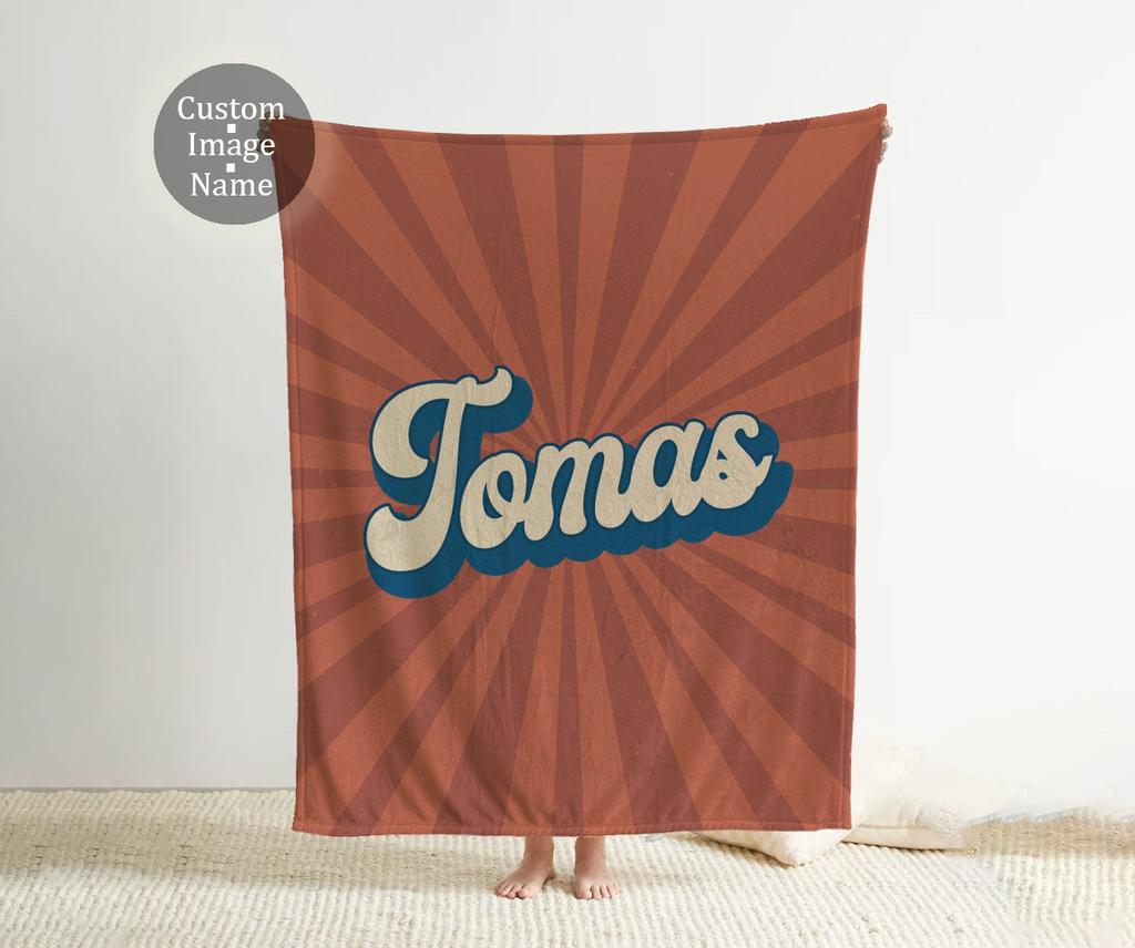 Custom Name Blanket, Personalized Groovy Font Blanket: Vintage Rustic Style, Custom Name Gift