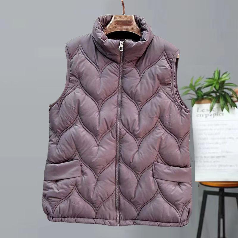 

Осенне-зимний легкий пуховый жилет для женщин среднего и пожилого возраста, короткий, со стойкой воротником, больших размеров, теплый жилет 2XL фиолетовый