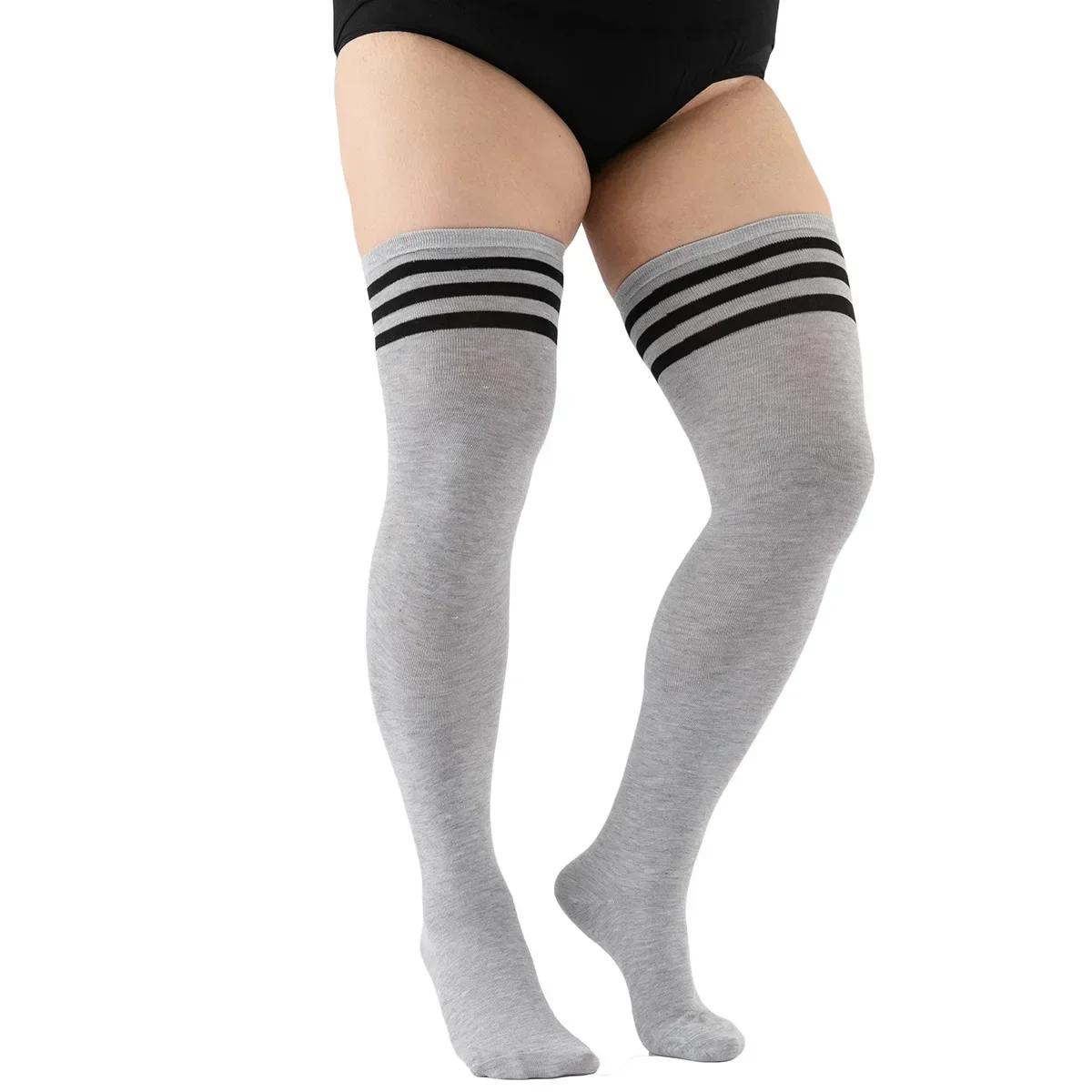 

Long Socks Black White Stripes Socks for Fat Girl Plus Size Long Tube Cotton Socks Over Knee Stockings Female Large Size Hosiery One Size