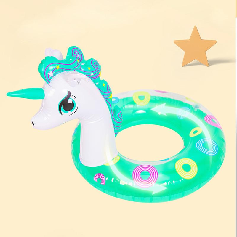 In Stock New Inflatable Glitter Unicorn Swim Ring For Kids Cartoon Pattern Fitness Equipment