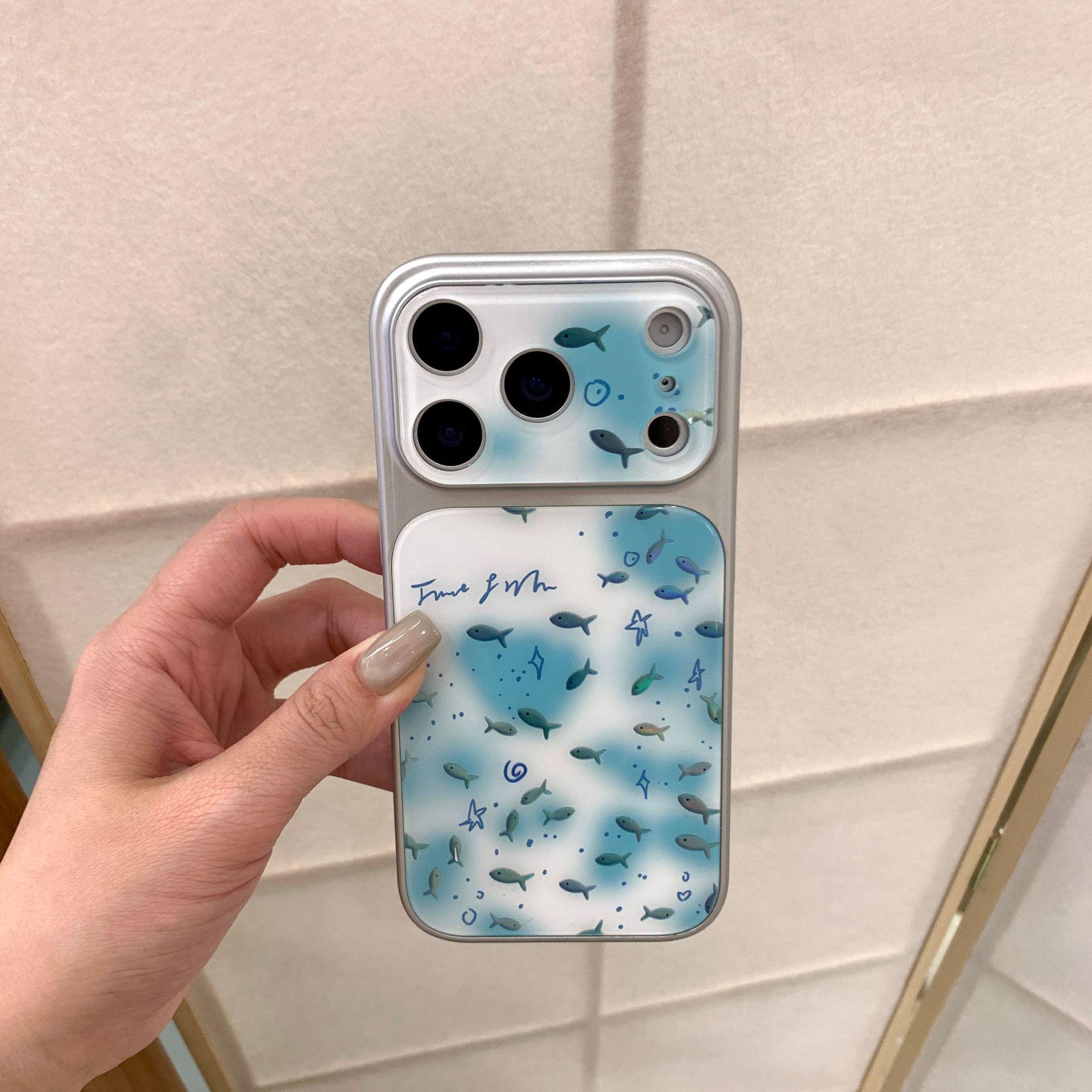 

Aesthetic Blue Laser Goldfish iPhone 17 Pro Max Case - Acrylic, Compatible with Apple 15/16/14P iPhone 14 Pro