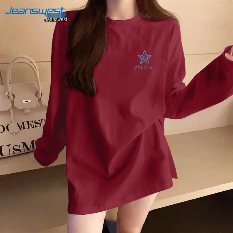 Jeanswest Women's Pure Cotton Long-Sleeve T-Shirt with Graphic Print