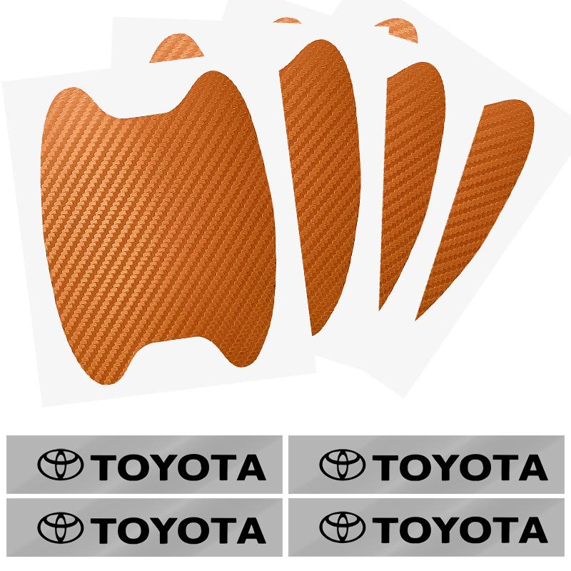 Car Door Sticker Carbon Fiber Scratches Auto Handle Protection Film for Toyota TRD GR Yaris Hilux Corolla Prius Avensis Emblem Auris