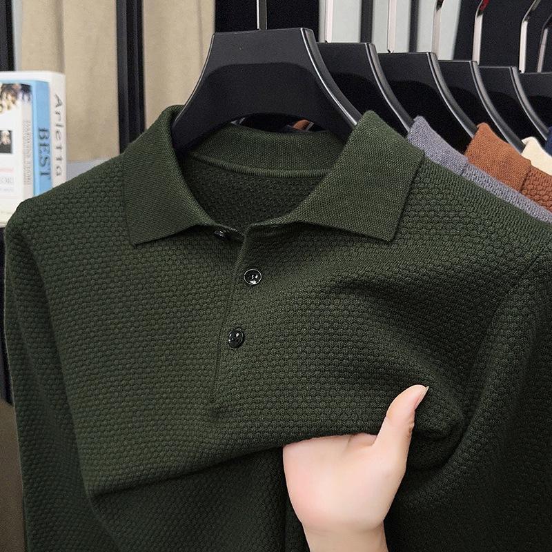 Men's 2025 Autumn Pineapple Knit Polo Sweater - Business Casual Versatile Lapel Base Layer