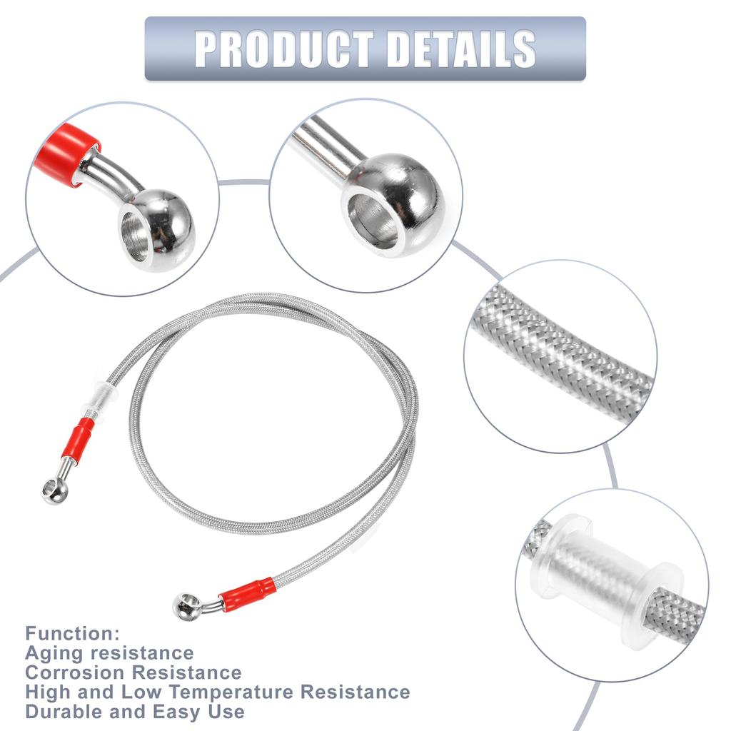 X AUTOHAUX Brake Hose Motorcycle Mesh Hose Clutch Hose Mesh Hose Silver 28° 110cm