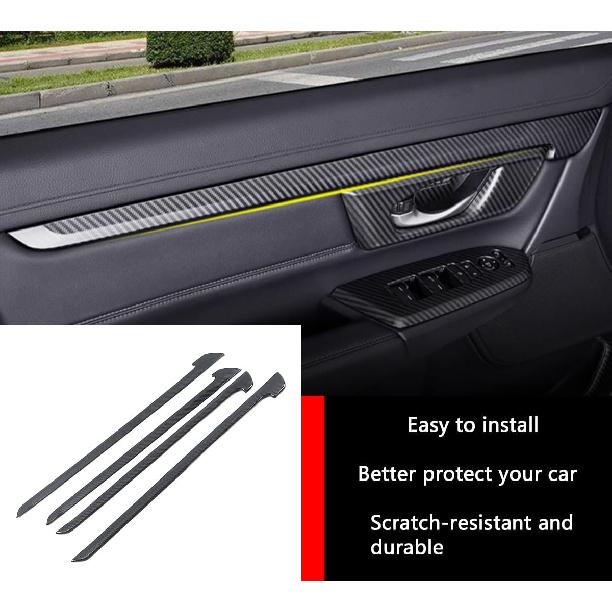 Car Accessories Fit for Honda CR-V CRV 2017-2022 Interior Door Panel Stripe Cover Automobile Door Moulding Decoration Trim (Carbon Fiber) ABS 4 PCS