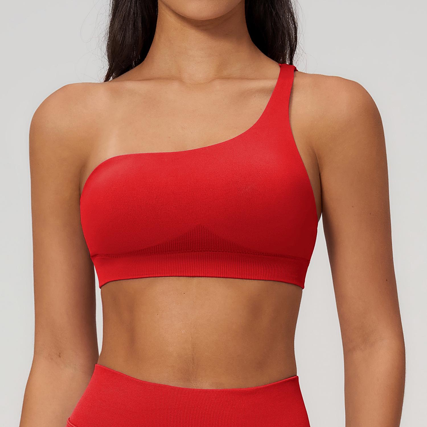 Cross-Border Summer One-Shoulder Yoga Bra - Quick-Dry, Beautiful Back Design for Outdoor Sports & Running Large