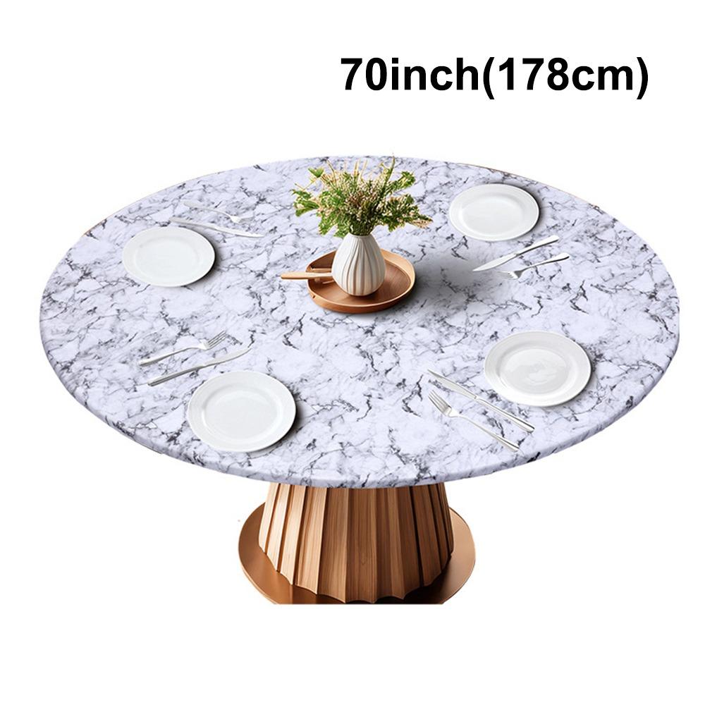 New PVC Round Tablecloth Elastic Edged Waterproof Table Cover Oil-Proof Waterproof Tablecloth Party Use
