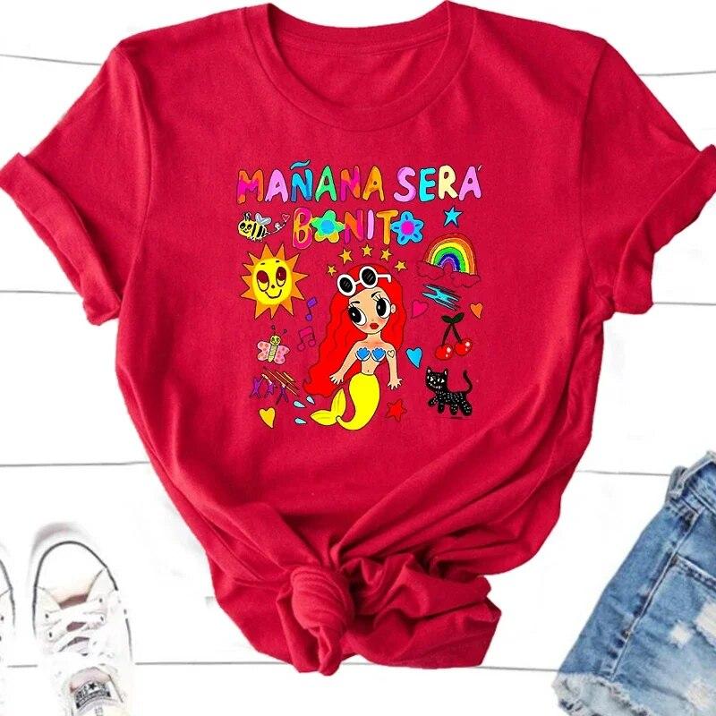 

Женская футболка Manana Sera Bonito с коротким рукавом Karol G Merch Music Tomorrow Will Be Nice, трендовые футболки Sirena, уличная одежда 4XL