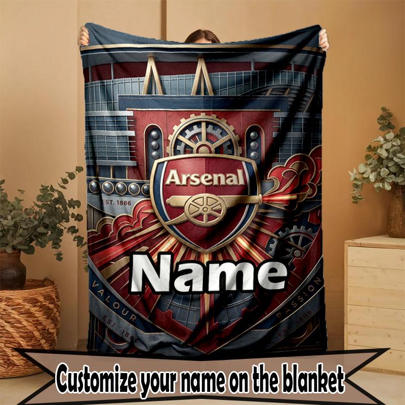 Custom Name Personalized Arsenal F.C Print Blanket, Home Decor, Bedroom, Sofa, Camping, Couch, Gifts for Birthday Christmas