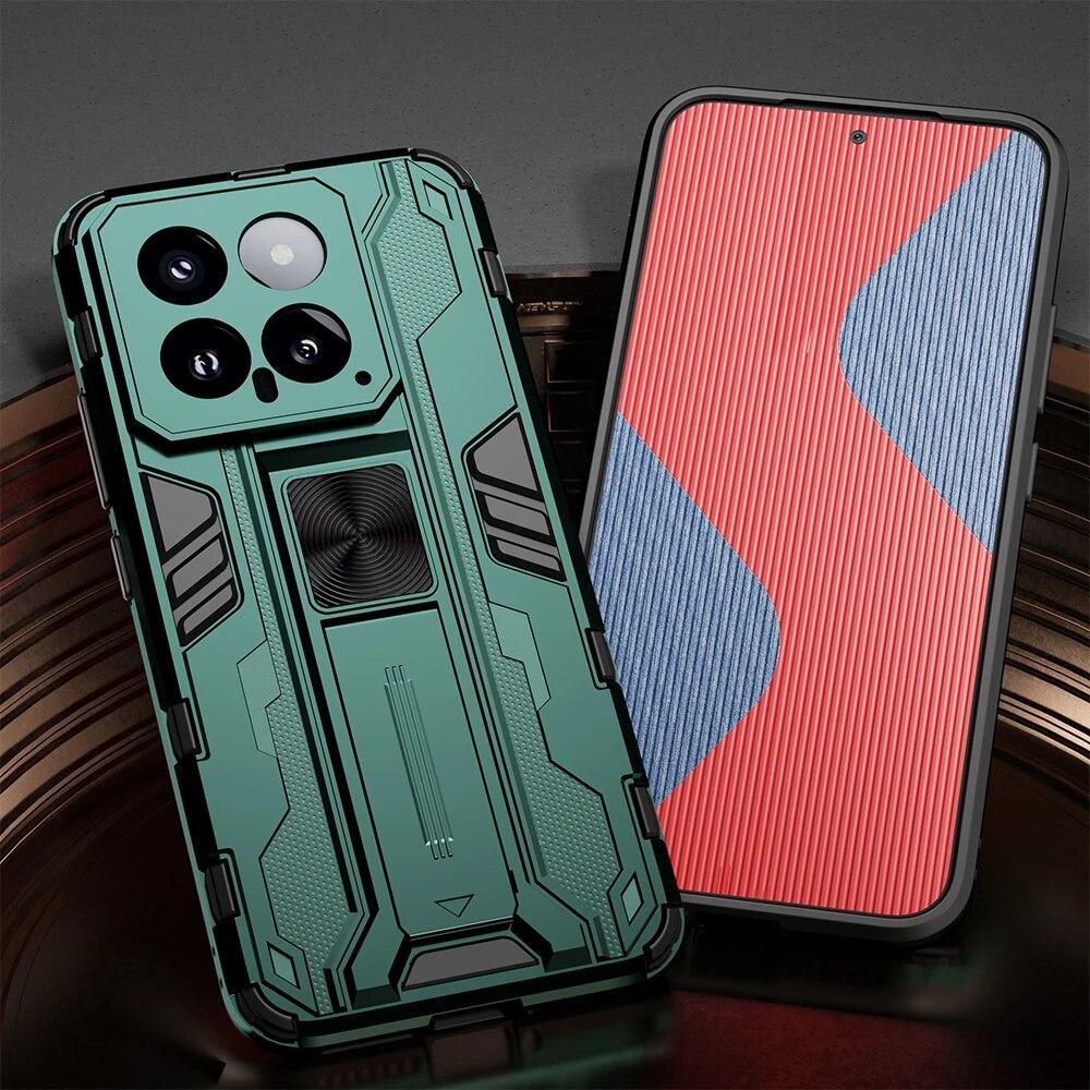 

Противоударный защитный чехол KEYSION для Xiaomi 14 Pro 5G, мягкий силикон + подставка для ПК, задняя крышка для телефона Redmi Note 13 5G 13 Pro + 5G for Xiaomi 14 зелёный