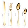 24-Piece Gold Stainless Steel Cutlery Set with Knife, Fork, Spoon & Household Storage Rack In Gift Box