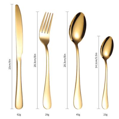 24-Piece Gold Stainless Steel Cutlery Set with Knife, Fork, Spoon & Household Storage Rack In Gift Box
