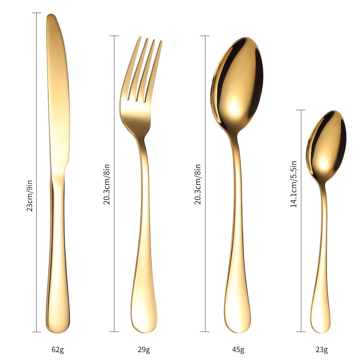24-Piece Gold Stainless Steel Cutlery Set with Knife, Fork, Spoon & Household Storage Rack in Gift Box