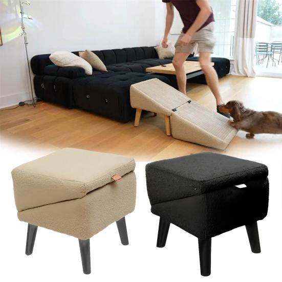 Rampa per cani, rampa e sgabello pieghevole per cani tutto in uno, per letto, divano, sedia multifunzionale per cani da 13,7" con rampa per cani di piccola e media taglia