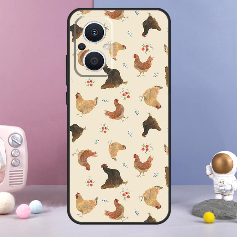 Chicken Pattern Funda For OPPO Reno 12 F 11F 13F 14F 10 11 13 14 Pro 7 8 Lite OPPO Find X9 X6 X5 X8 Pro Case