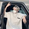 Men Summer Casual Loose Oversize Short Sleeve O Neck Letter Printed Pullover Cotton T Shirt Top