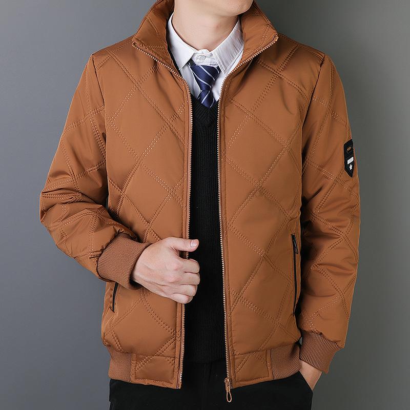 

Men s autumn and winter casual jacket stand-up collar windproof velvet trendy men s thickened cotton clothes 5XL хаки