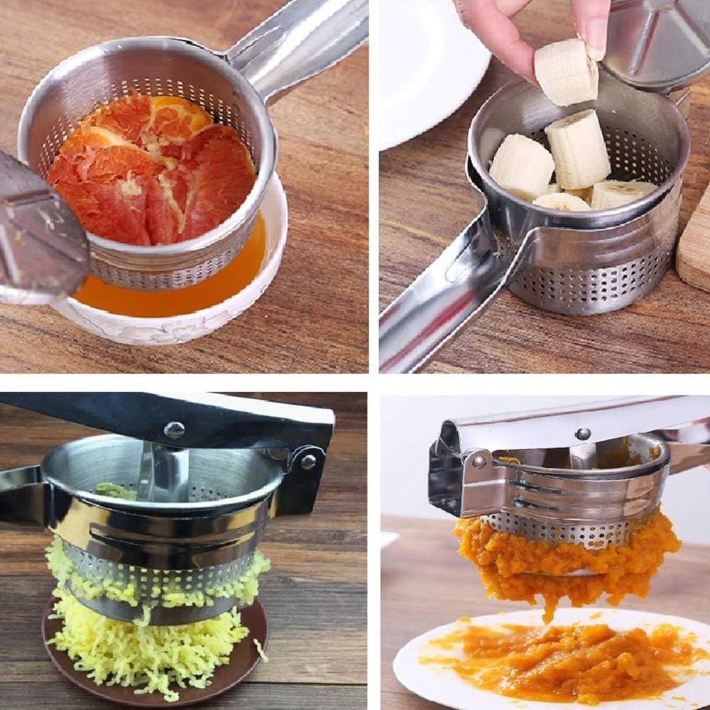 Potato Masher Kitchen Gadget Food Grade Stainless Steel Crusher Fruit and Vegetable Juicer Ergonomic Comfort Handle