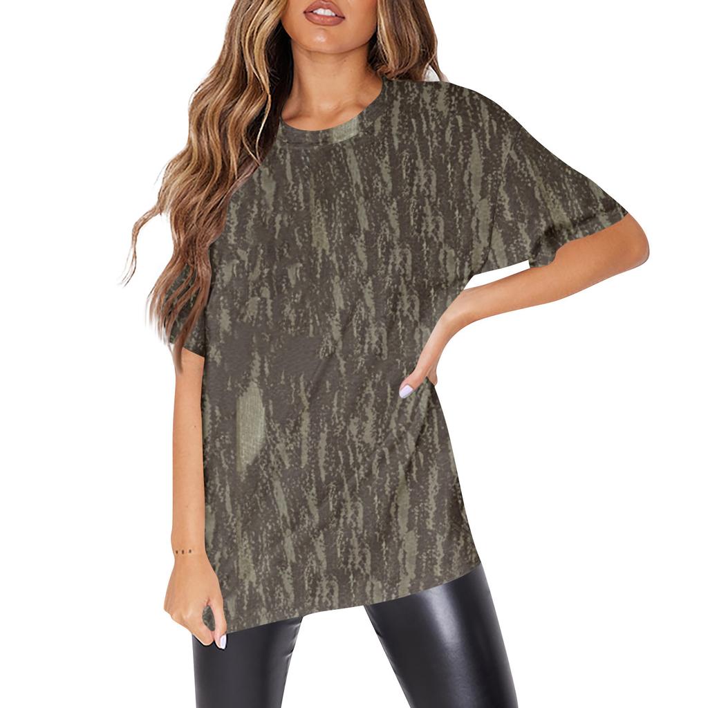 Damenmode O-Ausschnitt Kurzarm Arbeitskleidung mit Taschen Bedruckte Oberteile Sommeroberteile für Frauen
