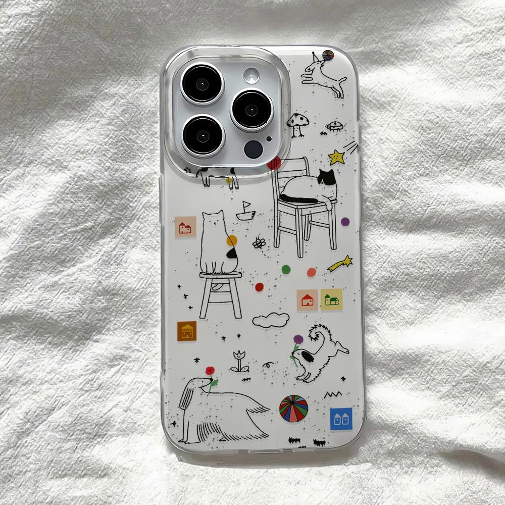 Painted Phone Case for iPhone 12 13 15 16 iPhone 16 12 13 14 15 Pro  14 15 16 Pro Max Coverage Shockproof Anti-Fingerprint Fresh Style Protective Case